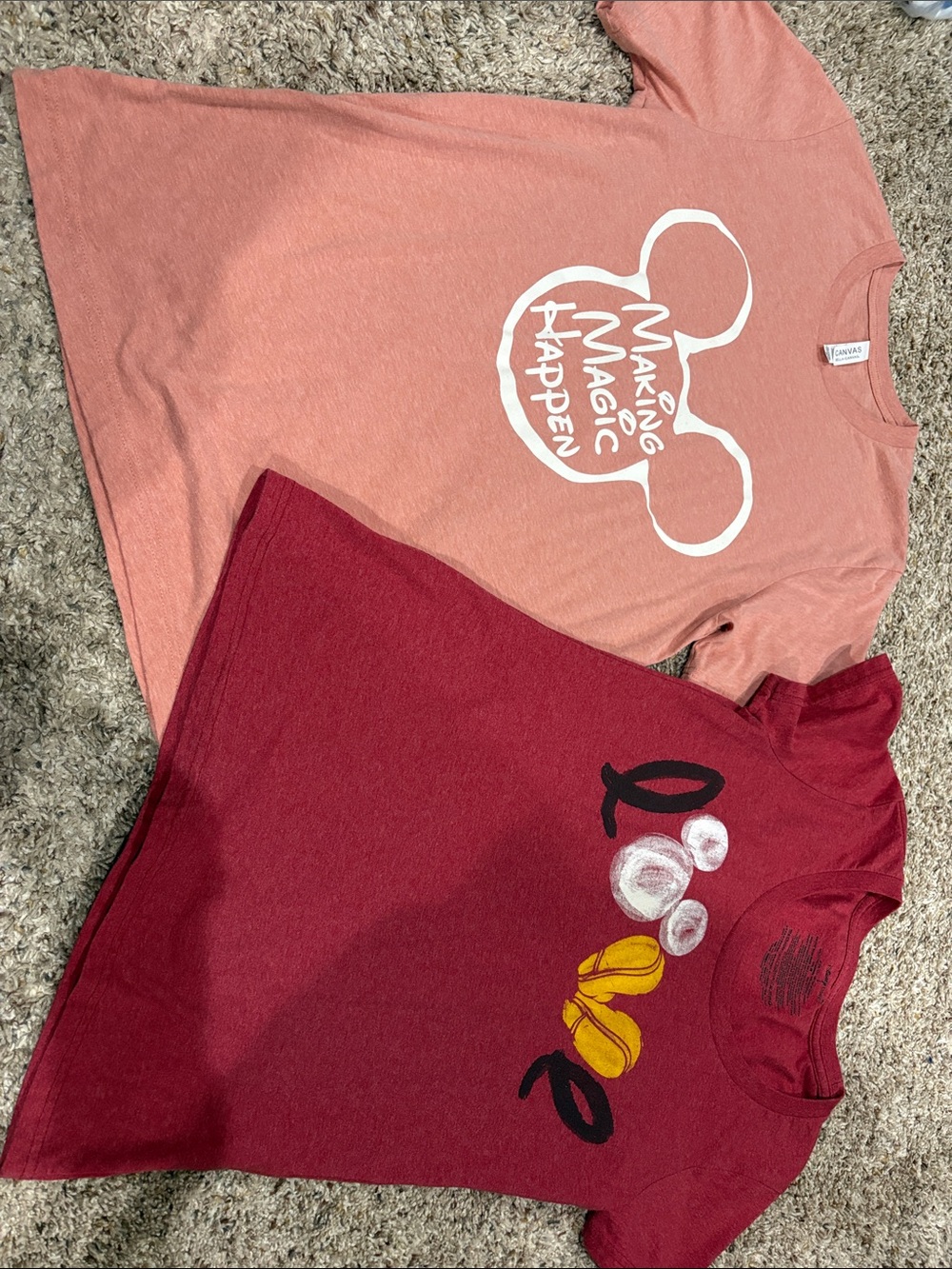 Peach 'Making Magic Happen' Graphic Tee + Reddish Love Mickey Tee